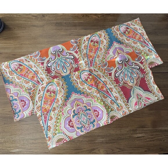 World Market 100% Cotton Table Runner Set Of 2 Boho Summer Colorful Reversible - Picture 1 of 8